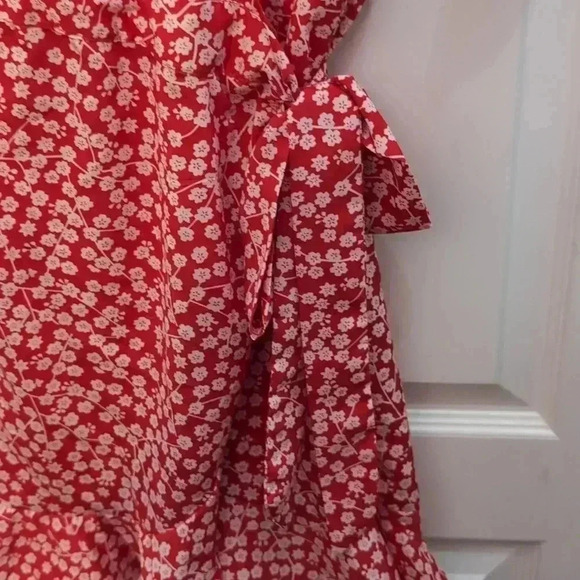Saints + Secrets Red Floral Wrap Mini Dress - Picture 5 of 9